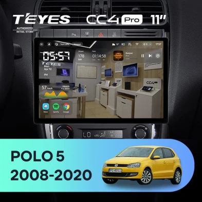Штатная магнитола Teyes CC4 Pro 8/128 Volkswagen Polo 5 (2008-2020) (11")