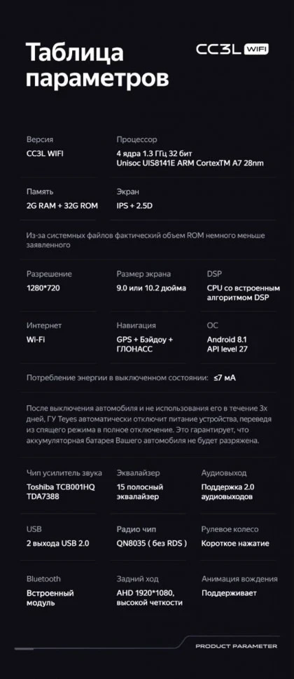 Штатная магнитола Teyes CC3L WiFi 2/32 Chery Tiggo 4X 5X (2019-2020)