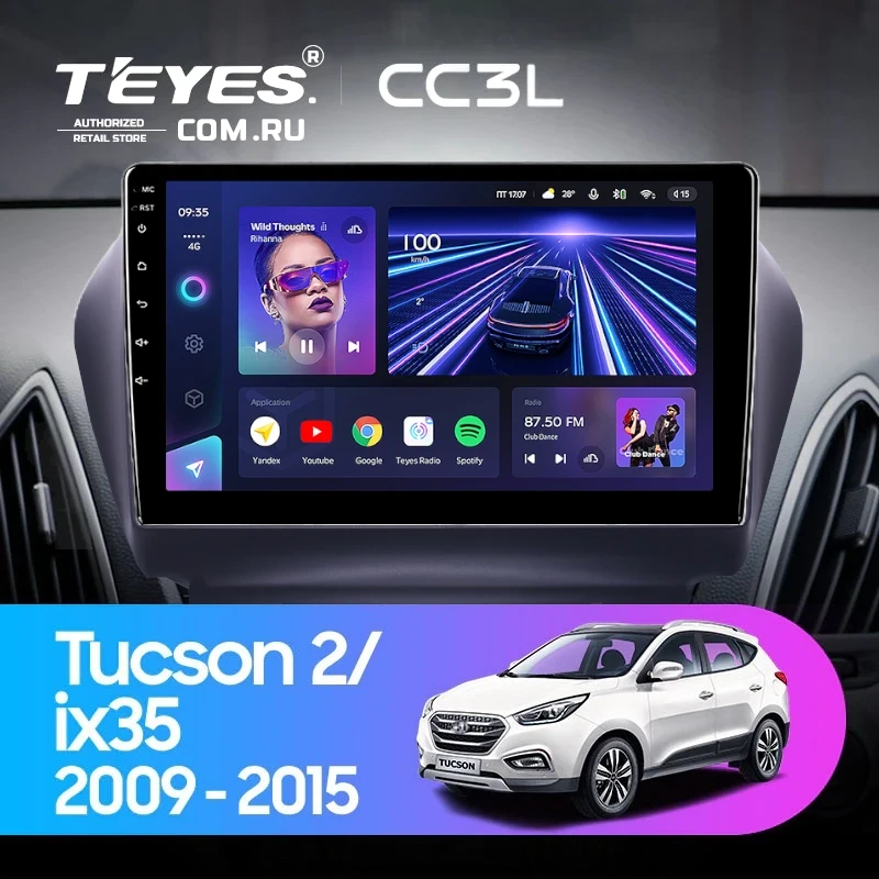 Штатная магнитола Teyes CC3L 4/64 Hyundai ix35 (2009-2015) (Tucson 2) Тип-AB (10")