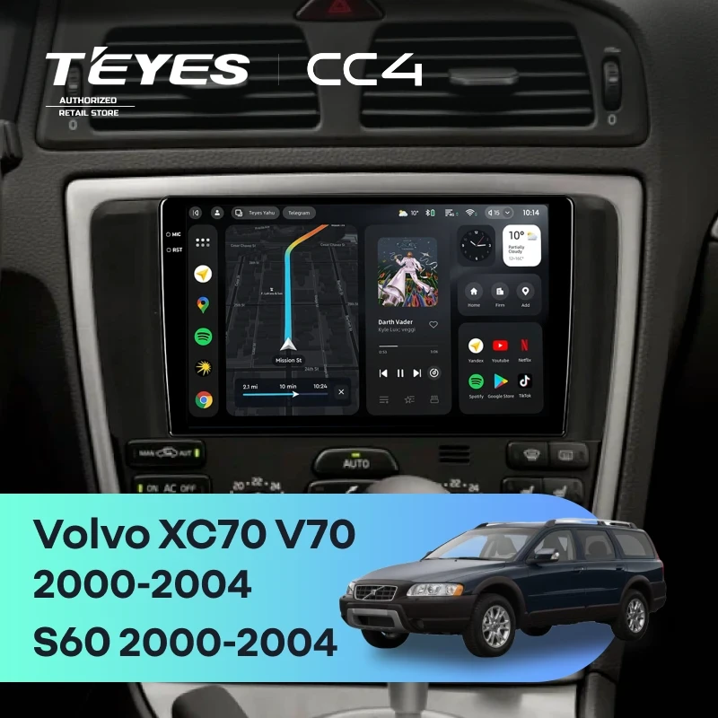Штатная магнитола Teyes CC4 8/128 Volvo XC70 V70 (2000-2004)