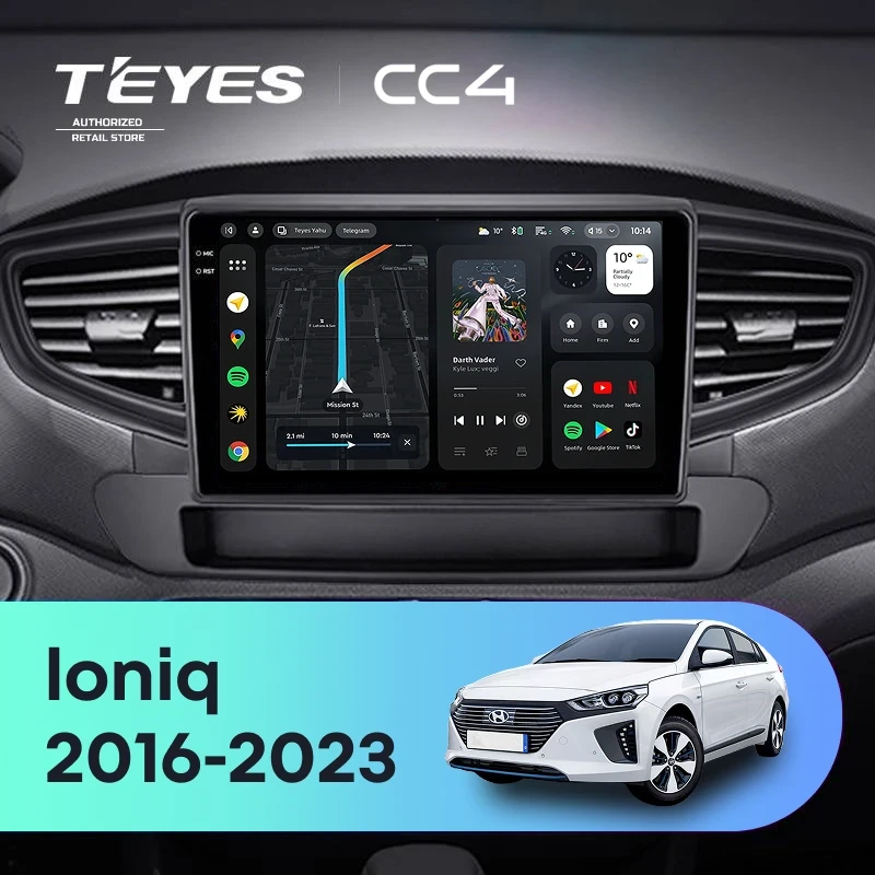 Штатная магнитола Teyes CC4 6/64 Hyundai Ioniq AE (2016-2023) Тип-B