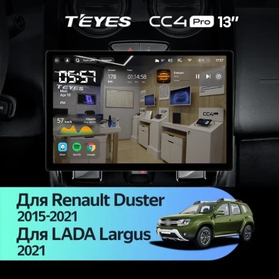 Штатная магнитола Teyes CC4 Pro 12/256 Renault Duster (2015-2021) F1 (13")