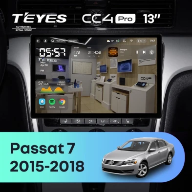 Штатная магнитола Teyes CC4 Pro 8/128 Volkswagen Passat 7 B7 (2015-2018) F1 (13")