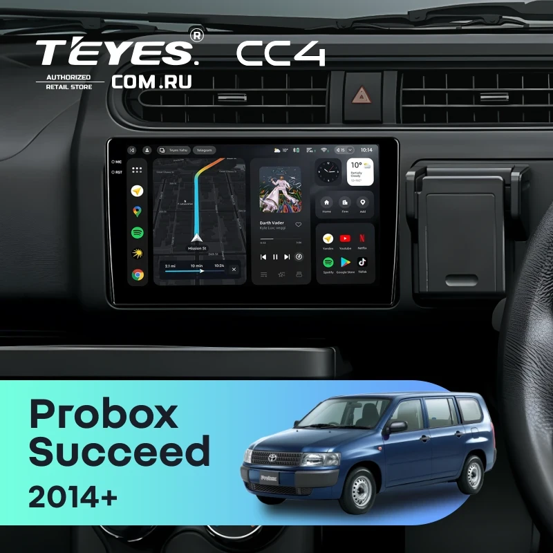 Штатная магнитола Teyes CC4 8/128 Toyota Probox (2014-2026)