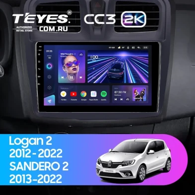 Штатная магнитола Teyes CC3 2K 6/128 Renault Sandero 2 (2013-2022) F1 (10")