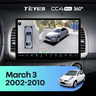 Штатная магнитола Teyes CC4 Pro 360 8/128 Nissan March 3 K12 (2002-2010) (13")