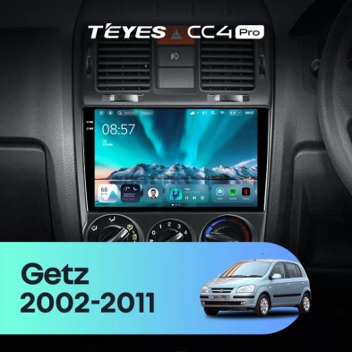 Штатная магнитола Teyes CC4 Pro 12/256 Hyundai Getz (2002-2011) Правый руль