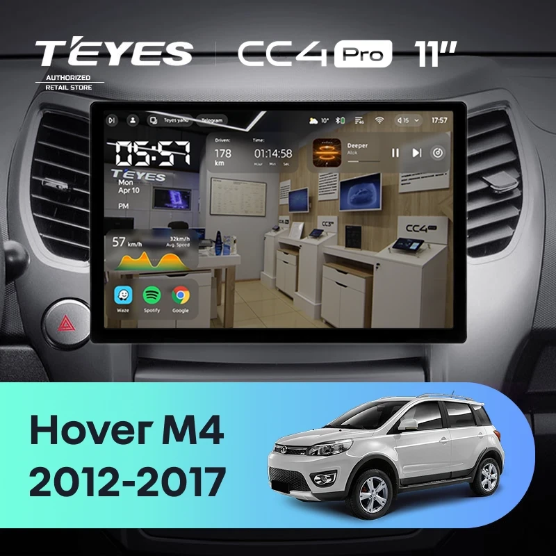 Штатная магнитола Teyes CC4 Pro 12/256 Great Wall Hover M4 (2012-2017) (11")
