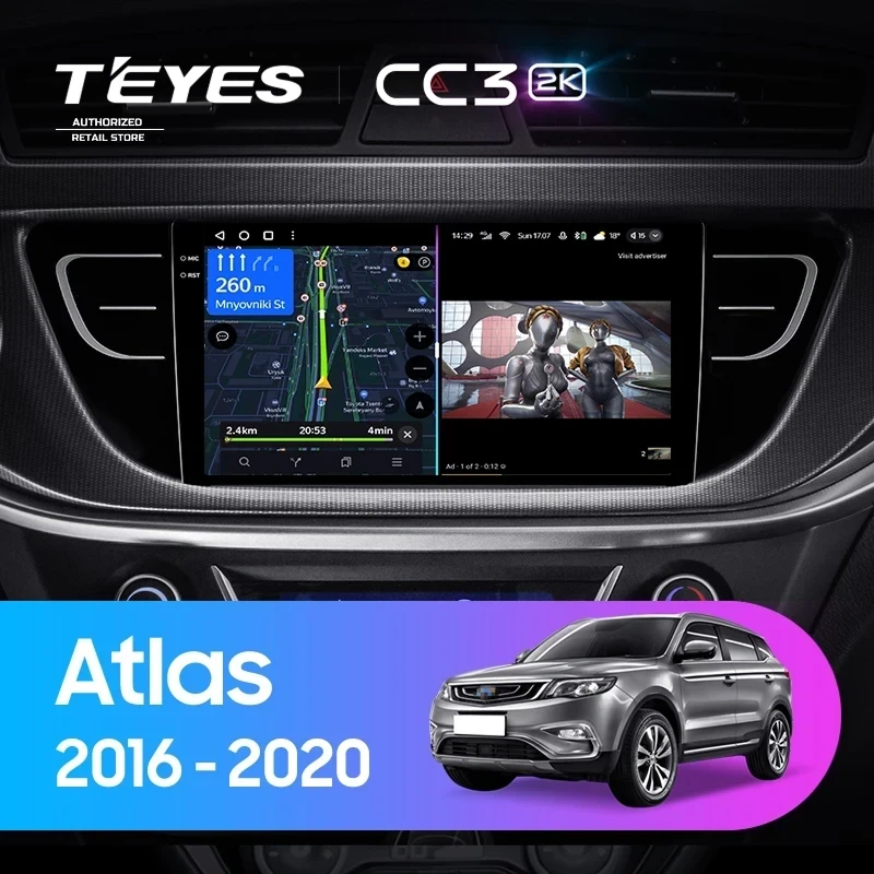 Штатная магнитола Teyes CC3 2K 4/32 Geely Atlas NL-3 (2016-2020)