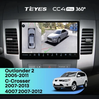 Штатная магнитола Teyes CC4 Pro 360 12/256 Peugeot 4007 (2007-2012) Тип-A (11")