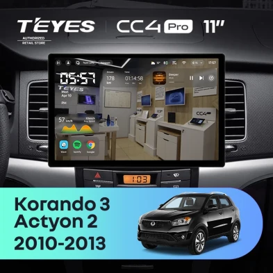 Штатная магнитола Teyes CC4 Pro 8/128 SsangYong Korando 3 (2010-2013) (11")