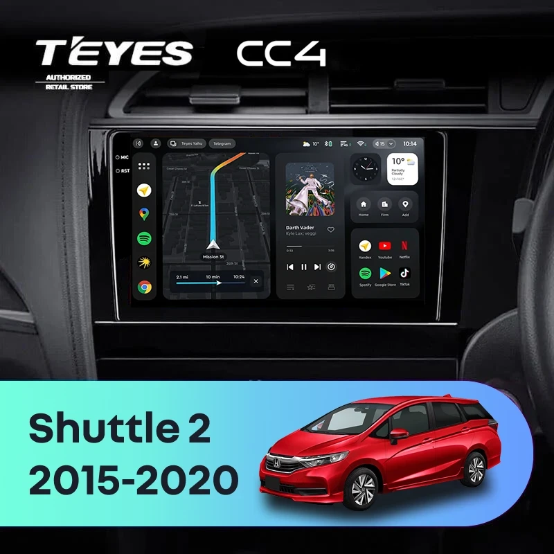 Штатная магнитола Teyes CC4 8/128 Honda Shuttle 2 (2015-2020) Правый руль