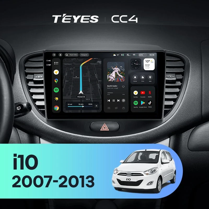 Штатная магнитола Teyes CC4 6/64 Hyundai i10 (2007-2013)
