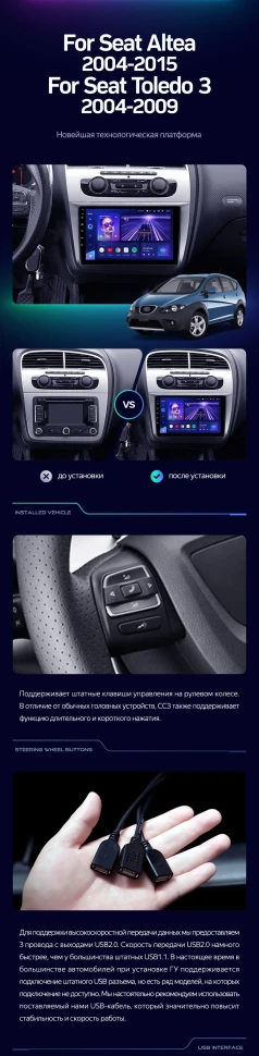Штатная магнитола Teyes CC3 2K 6/128 Seat Altea 5P (2004-2015)