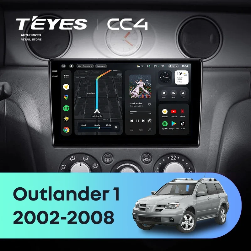 Штатная магнитола Teyes CC4 8/128 Mitsubishi Outlander 1 (2002-2008) F2