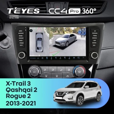 Штатная магнитола Teyes CC4 Pro 360 8/128 Nissan Qashqai 2 (2013-2021) F4 климат контроль Тип-AB с кнопками