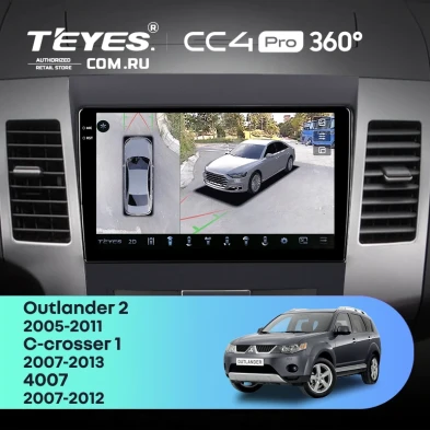 Штатная магнитола Teyes CC4 Pro 360 8/128 Peugeot 4007 (2007-2012) Декор Тип-A